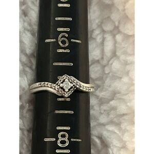 Sterling Silver Size 7 Diamond Engagement Ring from Kay Jewelers Signed rj #614